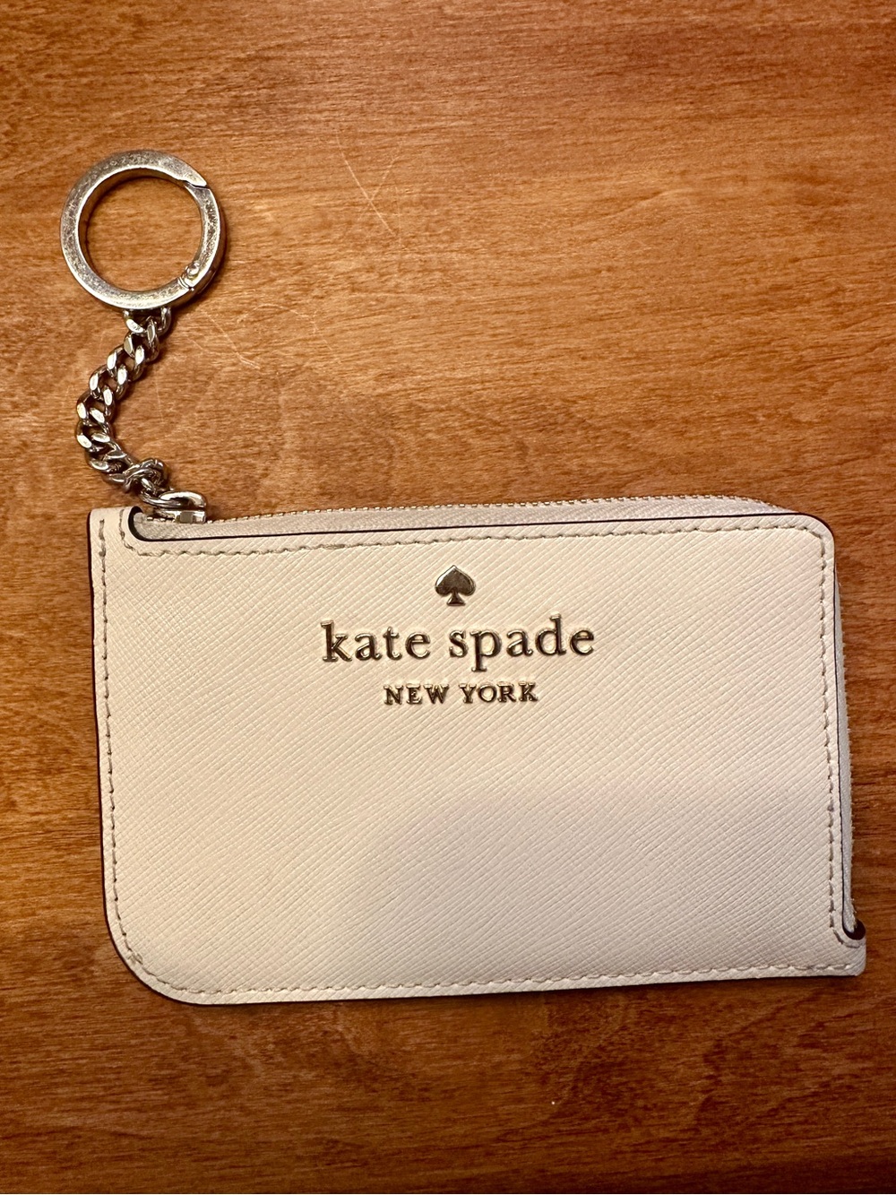 kate spade Cream Zip Card Holder Keychain